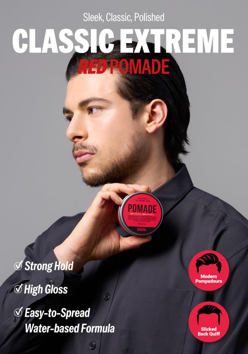 DASHU Classic Extreme Red Water Based Pomade for Men Strong Hold | Edge Control High Hold High Shine Pomade Men for All Hair Types 3.52 fl oz - Image 2